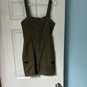Olive Green Button-Down Dress H&M